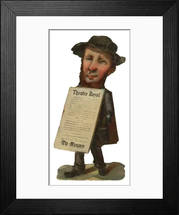 Framed Print : Victorian Scrap, sandwich board man Framed Print : Victorian Scrap, sandwich board man