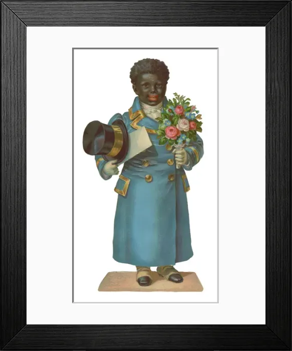 Framed Print : Victorian Scrap, man with bouquet of flowers Framed Print : Victorian Scrap, man with bouquet of flowers