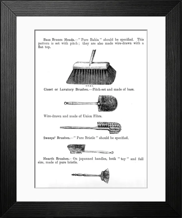 Framed Print : A selection of household brushes Framed Print : A selection of household brushes