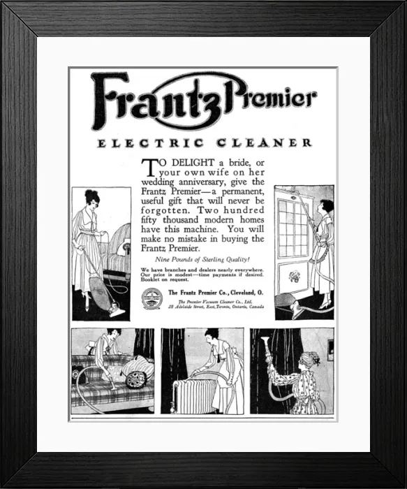 Framed Print : Advert for Frantz Premier Electric Cleaner Framed Print : Advert for Frantz Premier Electric Cleaner