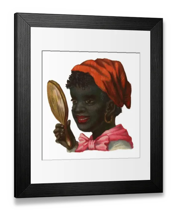 Framed Print : Victorian Scrap, woman looking in hand mirror Framed Print : Victorian Scrap, woman looking in hand mirror