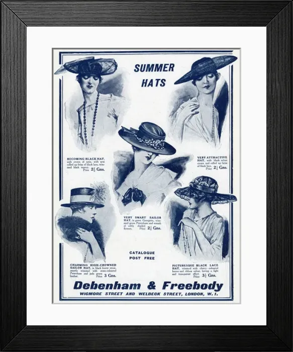 Framed Print : Advert for Debenham & Freebody hats 1917 Framed Print : Advert for Debenham & Freebody hats 1917
