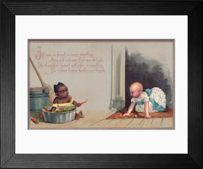 Framed Print : Two toddlers on a greetings card Framed Print : Two toddlers on a greetings card