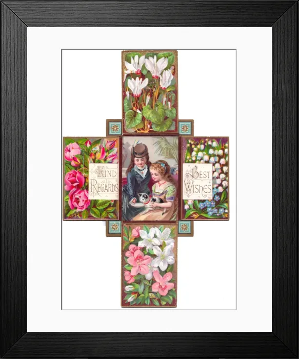 Framed Print : Greetings card in the shape of a cross Framed Print : Greetings card in the shape of a cross