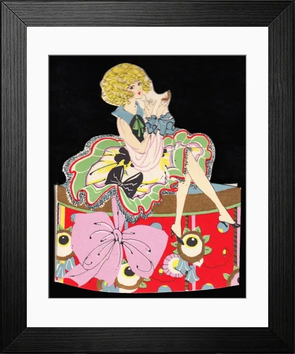 Framed Print : Lady sitting on a hat box Framed Print : Lady sitting on a hat box
