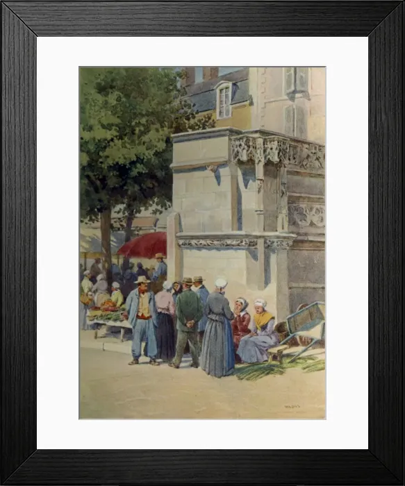 Framed Print : Blois, the fountain of Louis XII. in the market-place, Fran Framed Print : Blois, the fountain of Louis XII. in the market-place, Fran