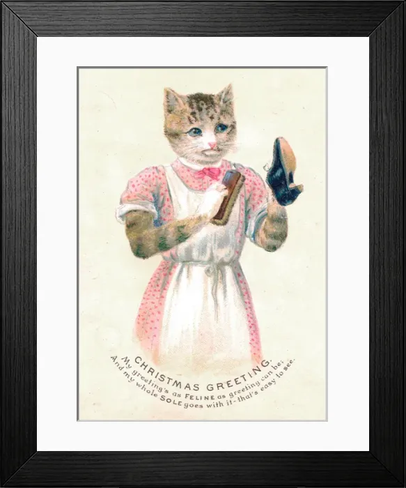 Framed Print : Cat on a Christmas card Framed Print : Cat on a Christmas card