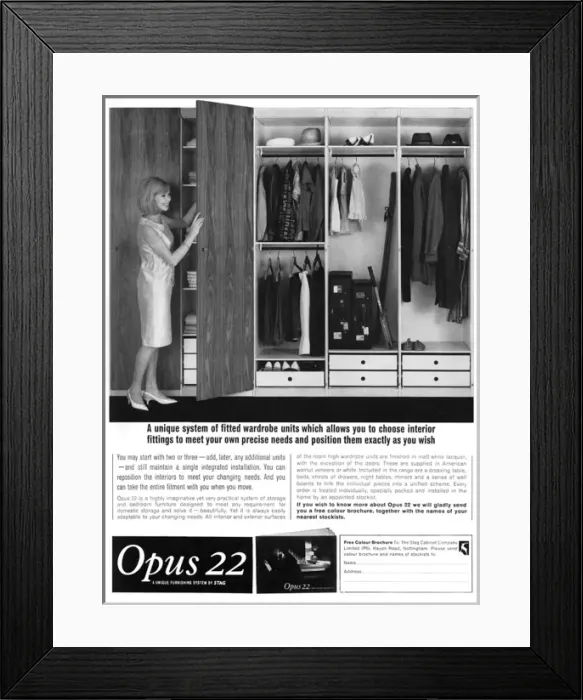 Framed Print : Fitted wardrobe advertisement, 1965 Framed Print : Fitted wardrobe advertisement, 1965