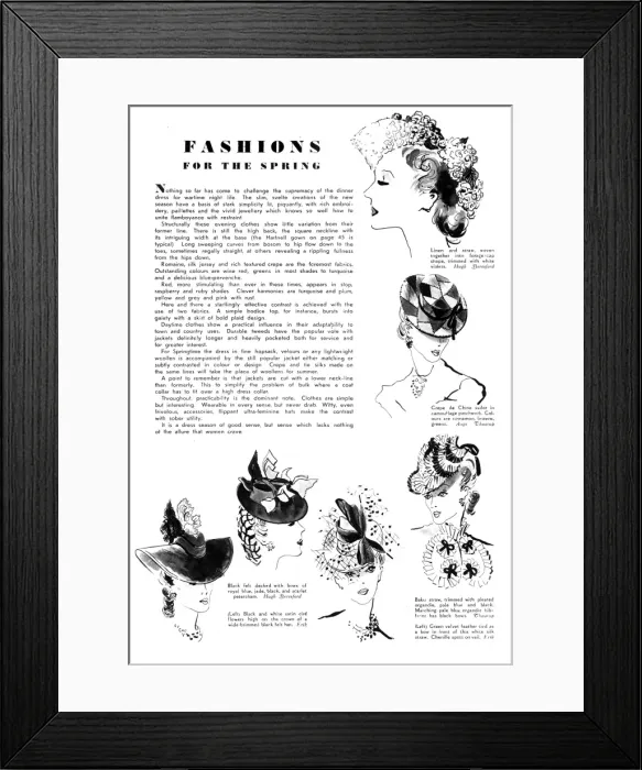 Framed Print : Wartime fashion section, Britannia and Eve, 1940 Framed Print : Wartime fashion section, Britannia and Eve, 1940