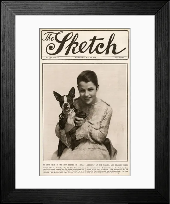 Framed Print : Sketch front cover - Miss Frances White and her dog Framed Print : Sketch front cover - Miss Frances White and her dog