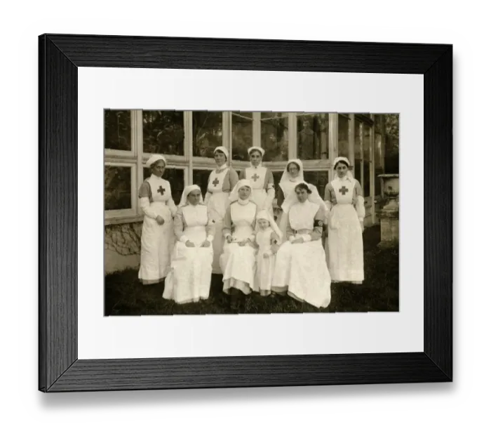 Framed Print : VAD nurses, and child, at Quex Framed Print : VAD nurses, and child, at Quex