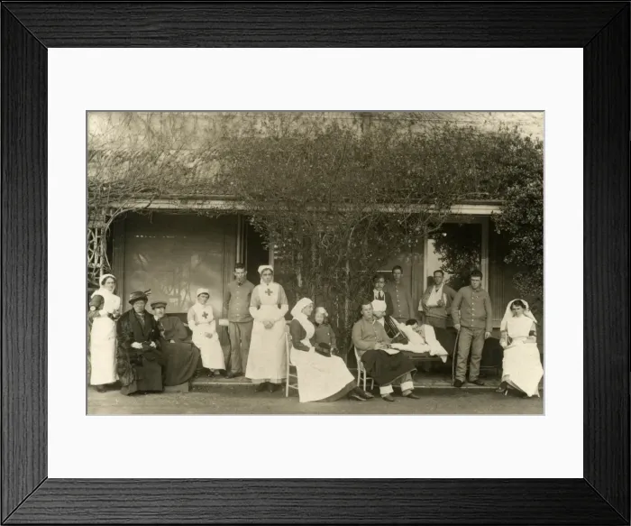 Framed Print : Nurses & Patients, Front Verandah, Quex Park Framed Print : Nurses & Patients, Front Verandah, Quex Park