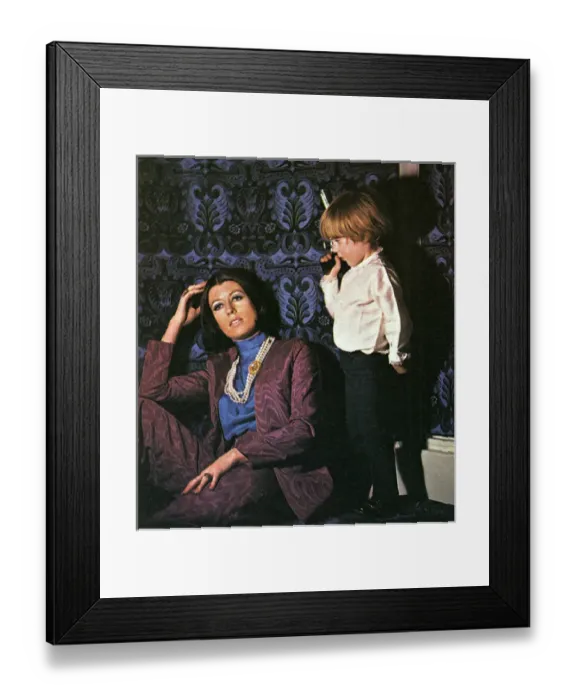Framed Print : Dana렂est wearing a Biba moire suit Framed Print : Dana렂est wearing a Biba moire suit