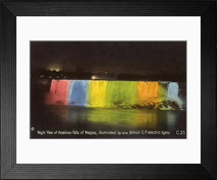 Framed Print : Niagara Falls at night, with lighting, New York State, USA Framed Print : Niagara Falls at night, with lighting, New York State, USA