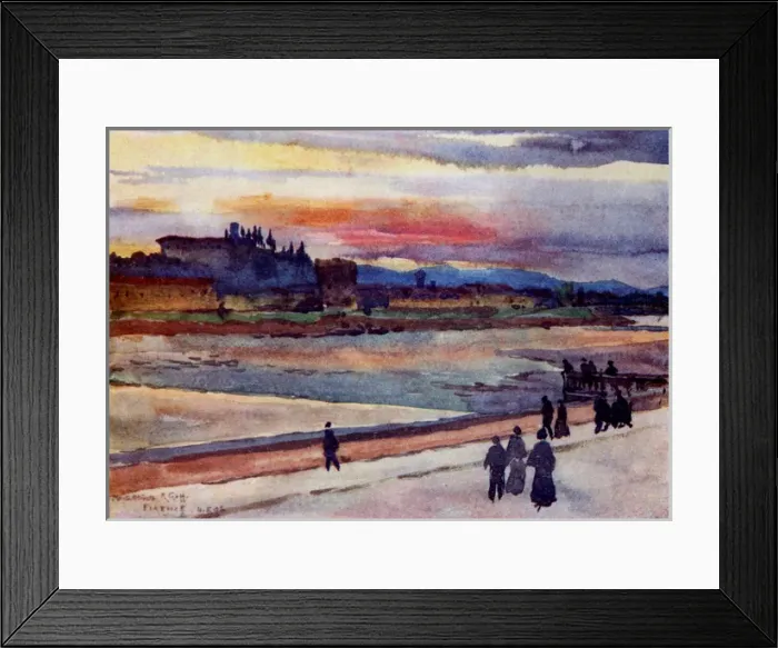 Framed Print : Sunset over Monte Oliveto from banks of the Arno River Framed Print : Sunset over Monte Oliveto from banks of the Arno River