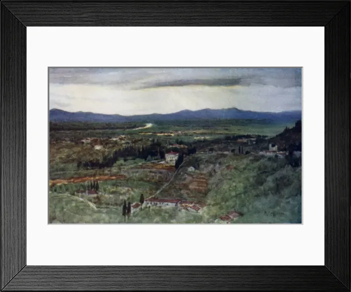 Framed Print : Green Plains of Tuscany and winding River Arno, Italy Framed Print : Green Plains of Tuscany and winding River Arno, Italy