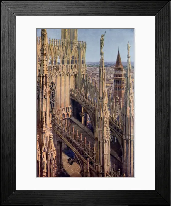 Framed Print : Wing of the Duomo and Tower of St. Gottardo, Milan, Italy Framed Print : Wing of the Duomo and Tower of St. Gottardo, Milan, Italy