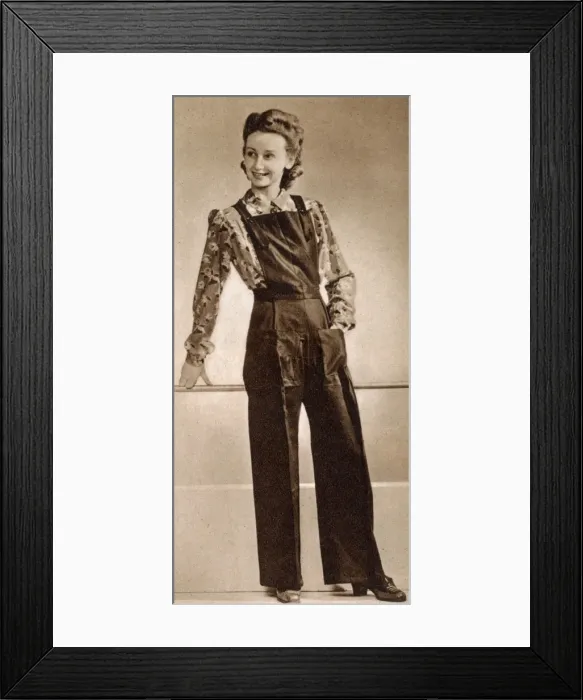 Framed Print : Utility bib and braces, 1943 - WWII fashion Framed Print : Utility bib and braces, 1943 - WWII fashion
