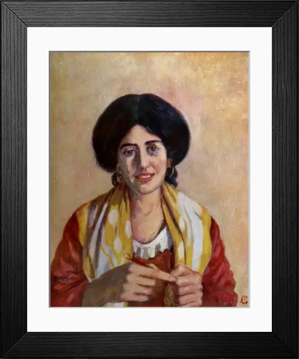 Framed Print : Woman of Naples knitting Framed Print : Woman of Naples knitting