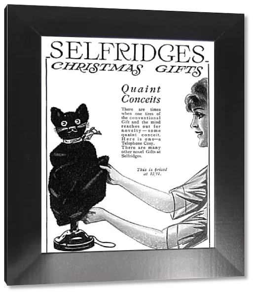 Cat telephone cosy from Selfridges, 1919