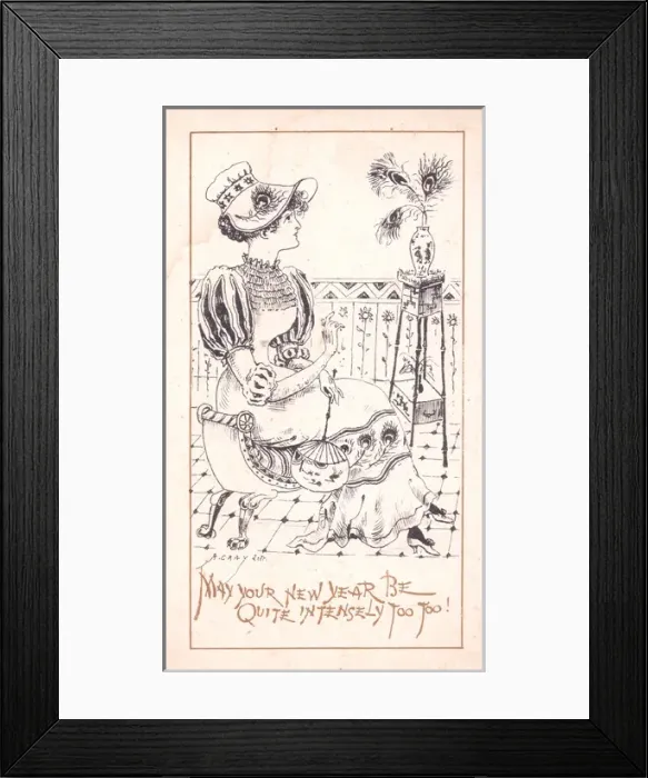Framed Print : Aesthetic young woman on New Year card Framed Print : Aesthetic young woman on New Year card