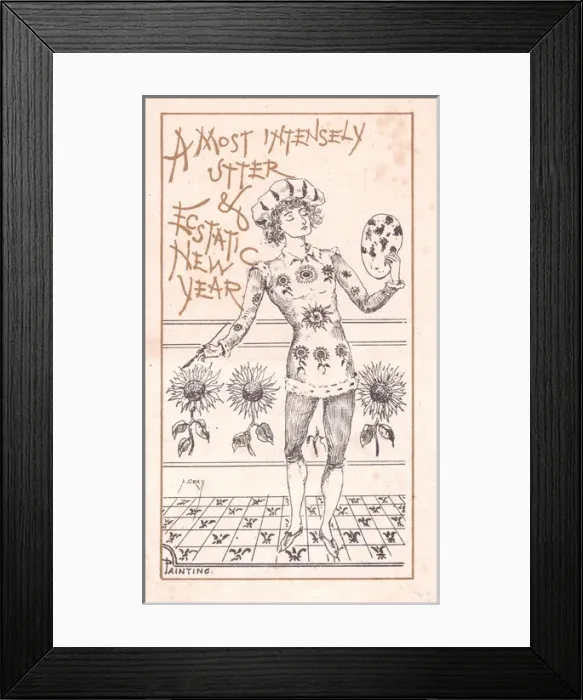 Framed Print : Aesthetic young man on New Year card Framed Print : Aesthetic young man on New Year card