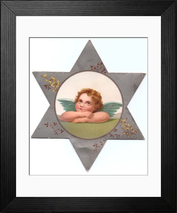 Framed Print : Cherub on a Christmas or New Year card Framed Print : Cherub on a Christmas or New Year card