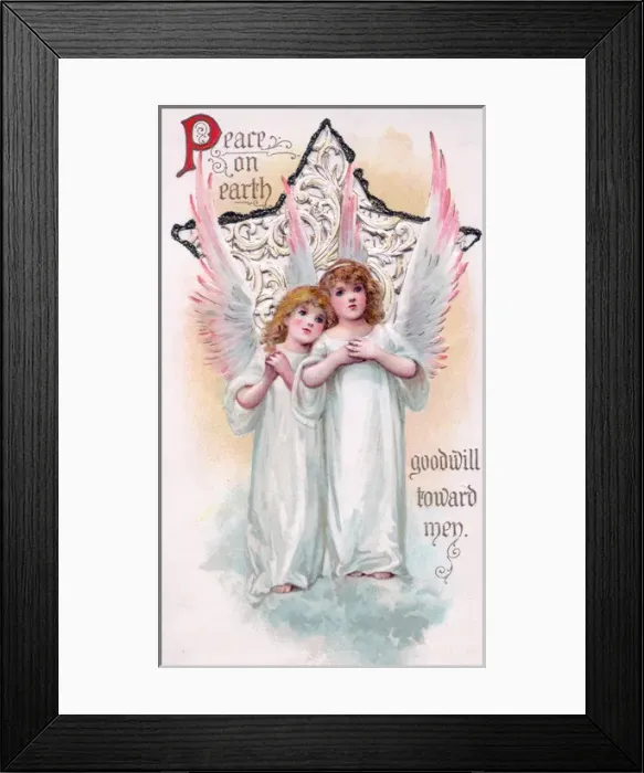 Framed Print : Two angels on a Christmas card Framed Print : Two angels on a Christmas card