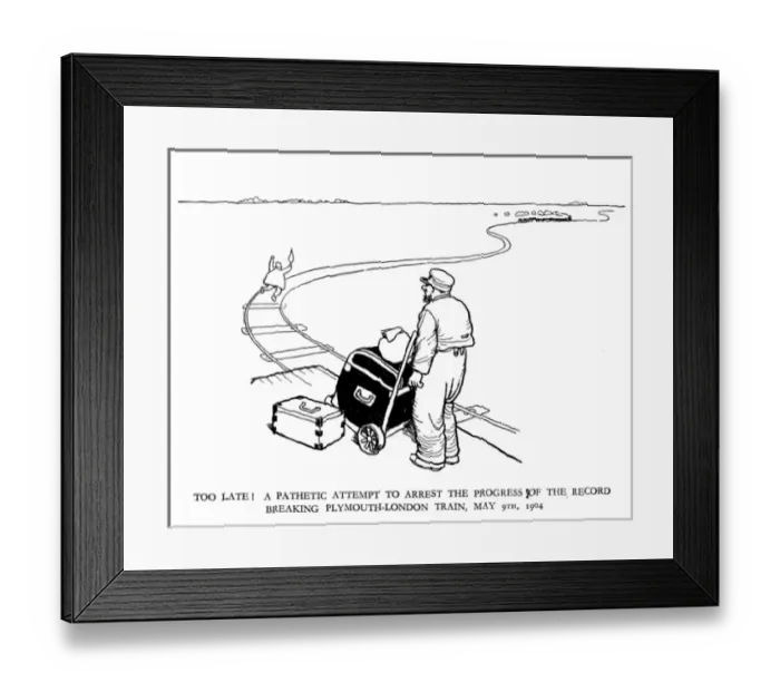 Framed Print : Vignette illustration, Railway Ribaldry by W Heath Robinson Framed Print : Vignette illustration, Railway Ribaldry by W Heath Robinson