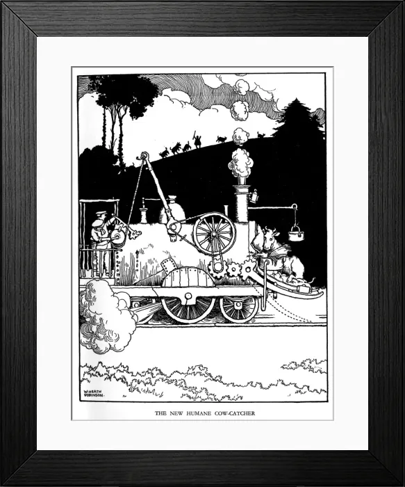 Framed Print : Illustration, Railway Ribaldry by W Heath Robinson Framed Print : Illustration, Railway Ribaldry by W Heath Robinson