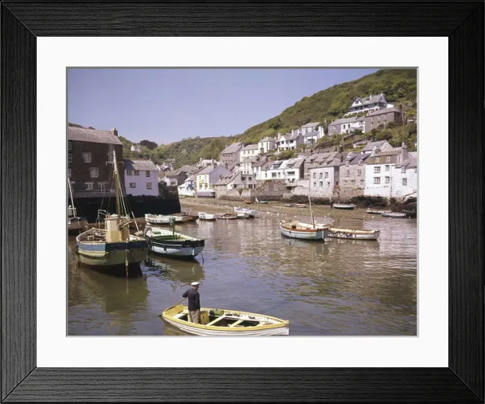 Framed Print : Boats in the harbour at Polperro, Cornwall Framed Print : Boats in the harbour at Polperro, Cornwall