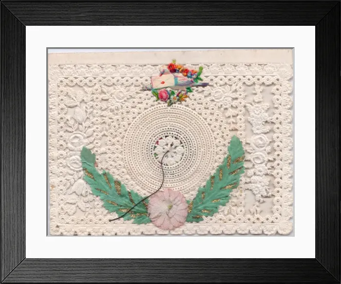 Framed Print : Crocheted and embroidered greetings card Framed Print : Crocheted and embroidered greetings card