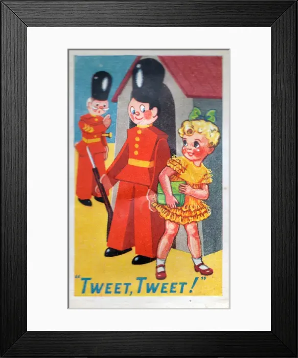 Framed Print : Toy soldiers and cute girl on an audible greetings card Framed Print : Toy soldiers and cute girl on an audible greetings card