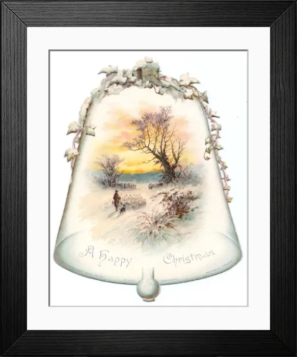 Framed Print : Christmas card in the shape of a bell Framed Print : Christmas card in the shape of a bell