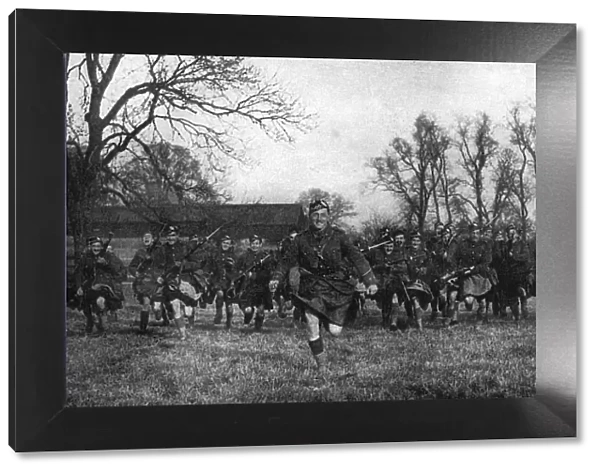 John Lauder, son of Harry, leading practice charge, WW1