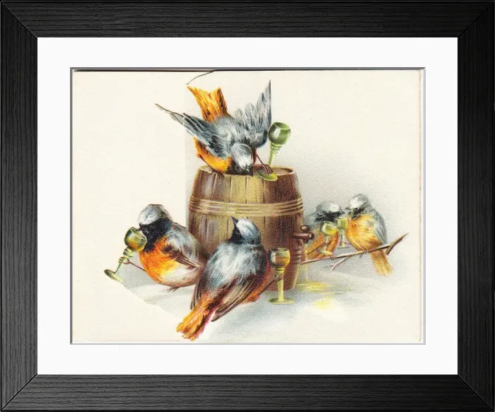 Framed Print : Five robins on a Christmas card Framed Print : Five robins on a Christmas card