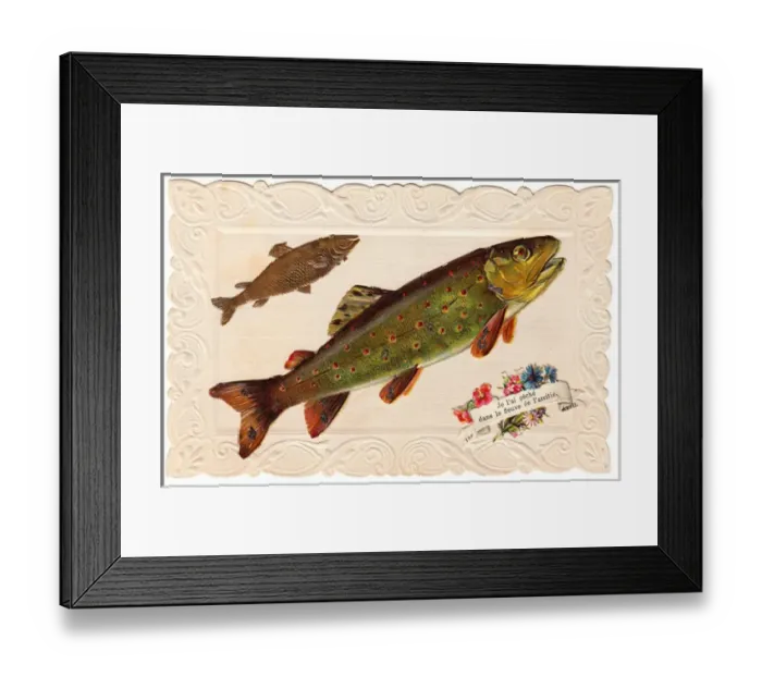 Framed Print : Two fish on a French April Fool greetings card Framed Print : Two fish on a French April Fool greetings card