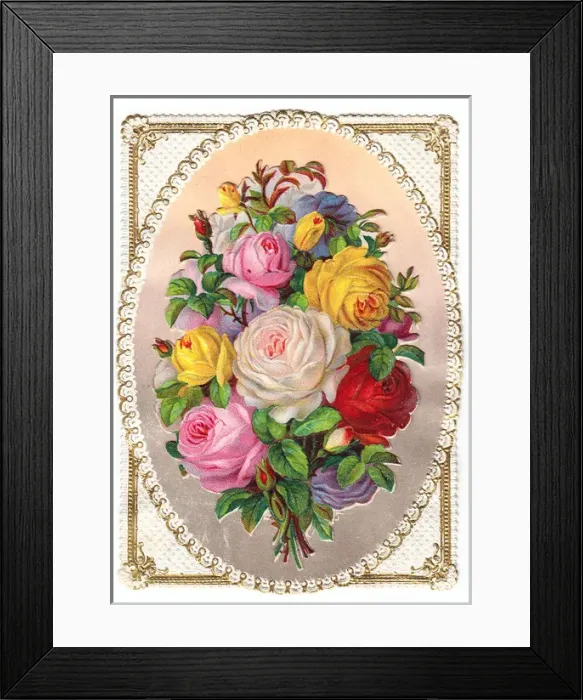 Framed Print : Bunch of roses on a greetings card Framed Print : Bunch of roses on a greetings card