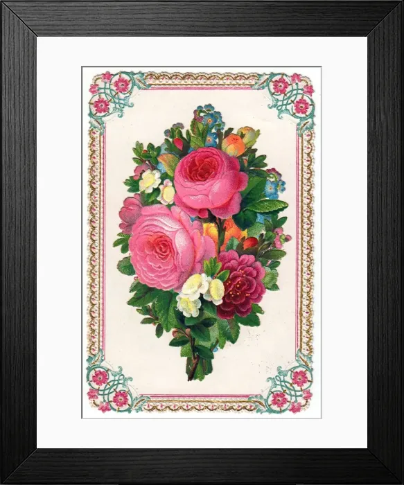 Framed Print : Bunch of assorted flowers on a greetings card Framed Print : Bunch of assorted flowers on a greetings card