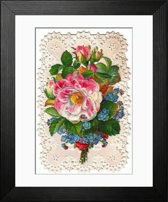 Framed Print : Bunch of assorted flowers on a greetings card Framed Print : Bunch of assorted flowers on a greetings card