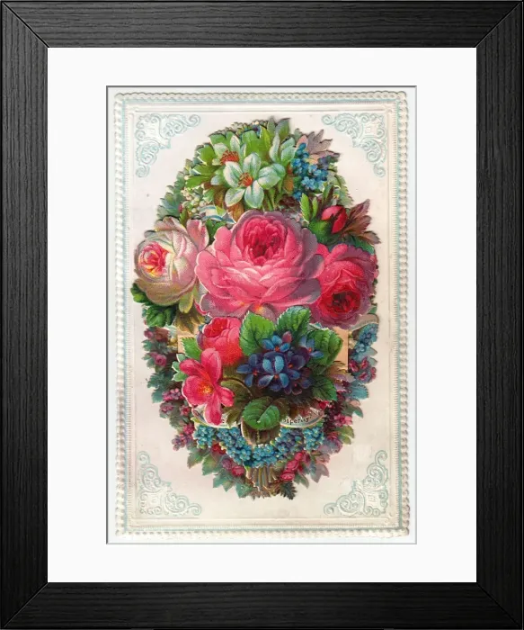 Framed Print : Bunch of assorted flowers on a greetings card Framed Print : Bunch of assorted flowers on a greetings card