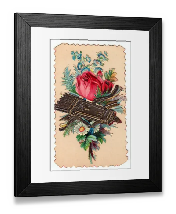 Framed Print : Romantic greetings card with bow and arrow and flowers Framed Print : Romantic greetings card with bow and arrow and flowers