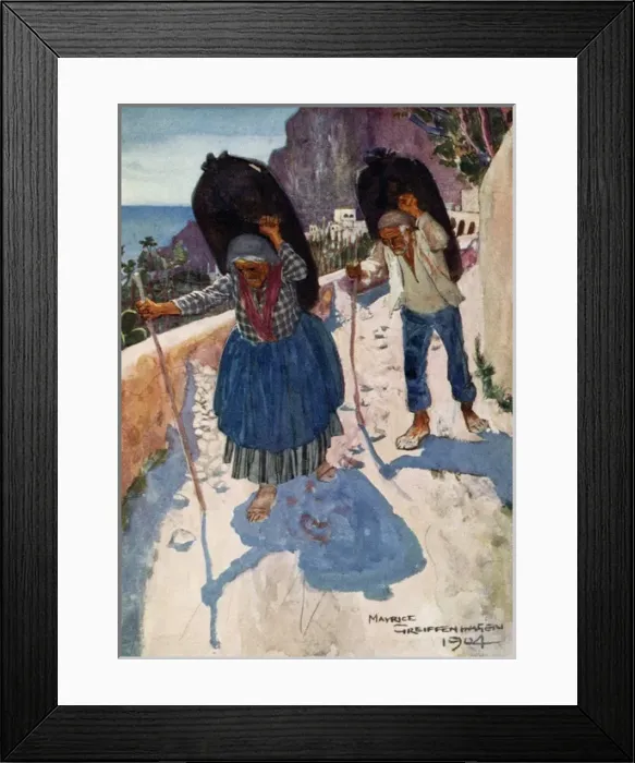 Framed Print : Charcoal Carriers, Amalfi Coast, Italy Framed Print : Charcoal Carriers, Amalfi Coast, Italy