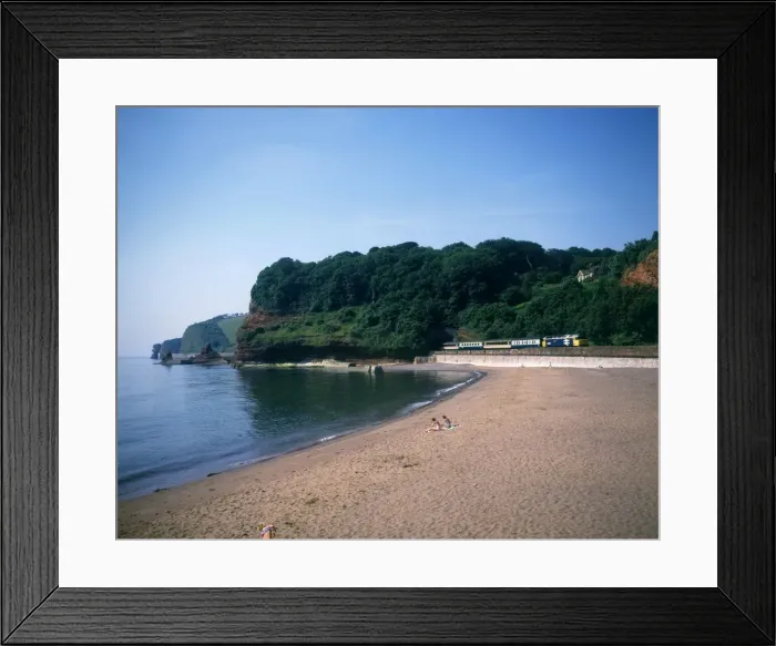 Framed Print : Train passing through Coryton Cove, Dawlish, Devon Framed Print : Train passing through Coryton Cove, Dawlish, Devon