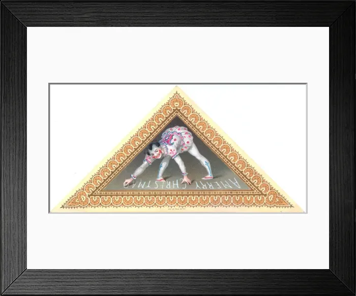Framed Print : Clown on a triangular Christmas card Framed Print : Clown on a triangular Christmas card