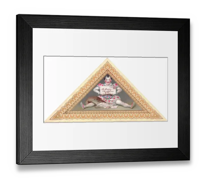 Framed Print : Clown on a triangular Christmas card Framed Print : Clown on a triangular Christmas card