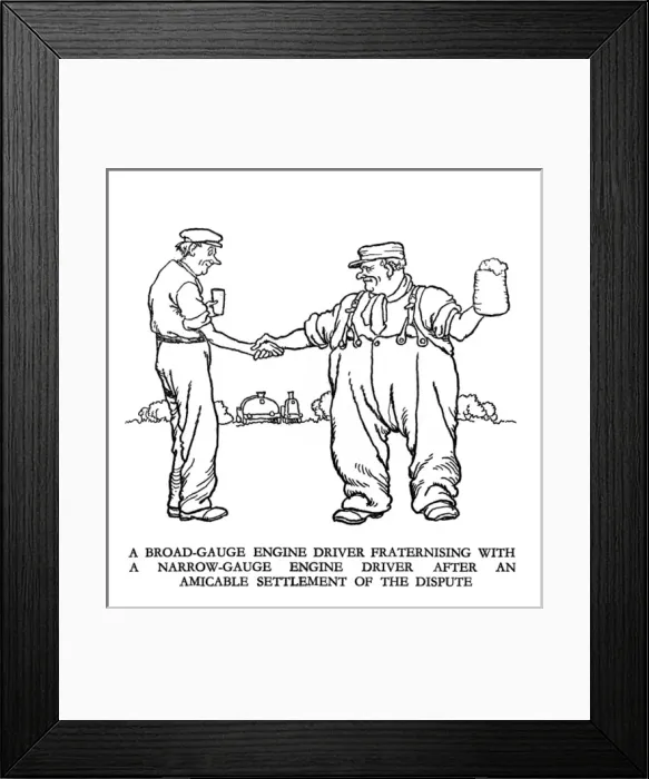 Framed Print : Vignette illustration, Railway Ribaldry by W Heath Robinson Framed Print : Vignette illustration, Railway Ribaldry by W Heath Robinson
