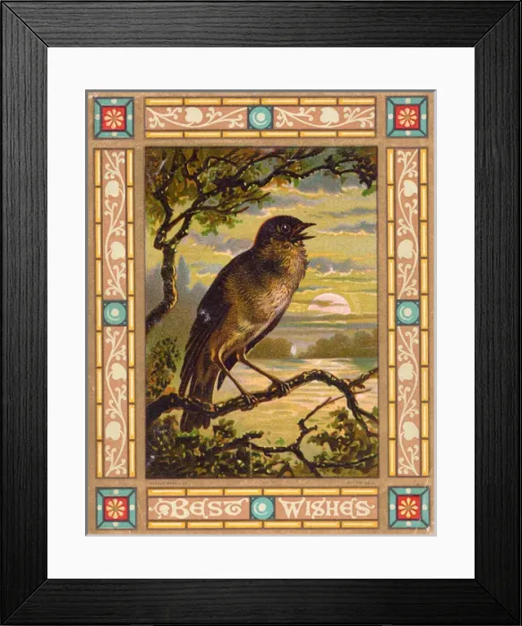 Framed Print : Singing bird on a greetings card Framed Print : Singing bird on a greetings card