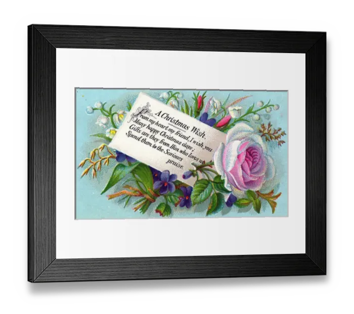 Framed Print : Assorted flowers on a Christmas card Framed Print : Assorted flowers on a Christmas card