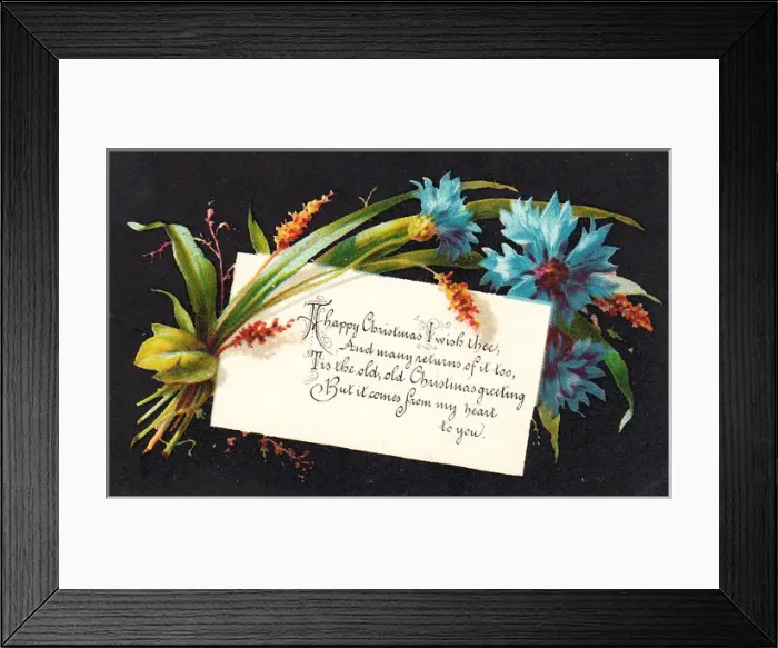 Framed Print : Blue cornflowers on a Christmas card Framed Print : Blue cornflowers on a Christmas card